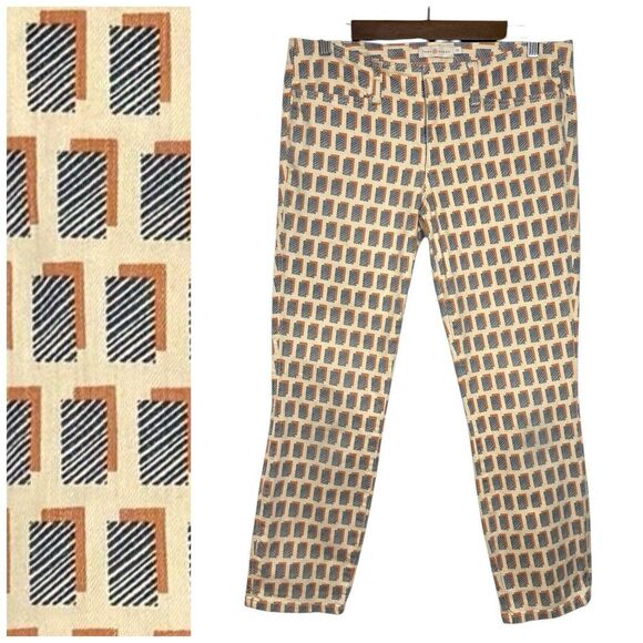 Tory Burch‎ Jeans Size 30 Zebra Geometric Maximalist Cropped Ankle Pants - Picture 1 of 7
